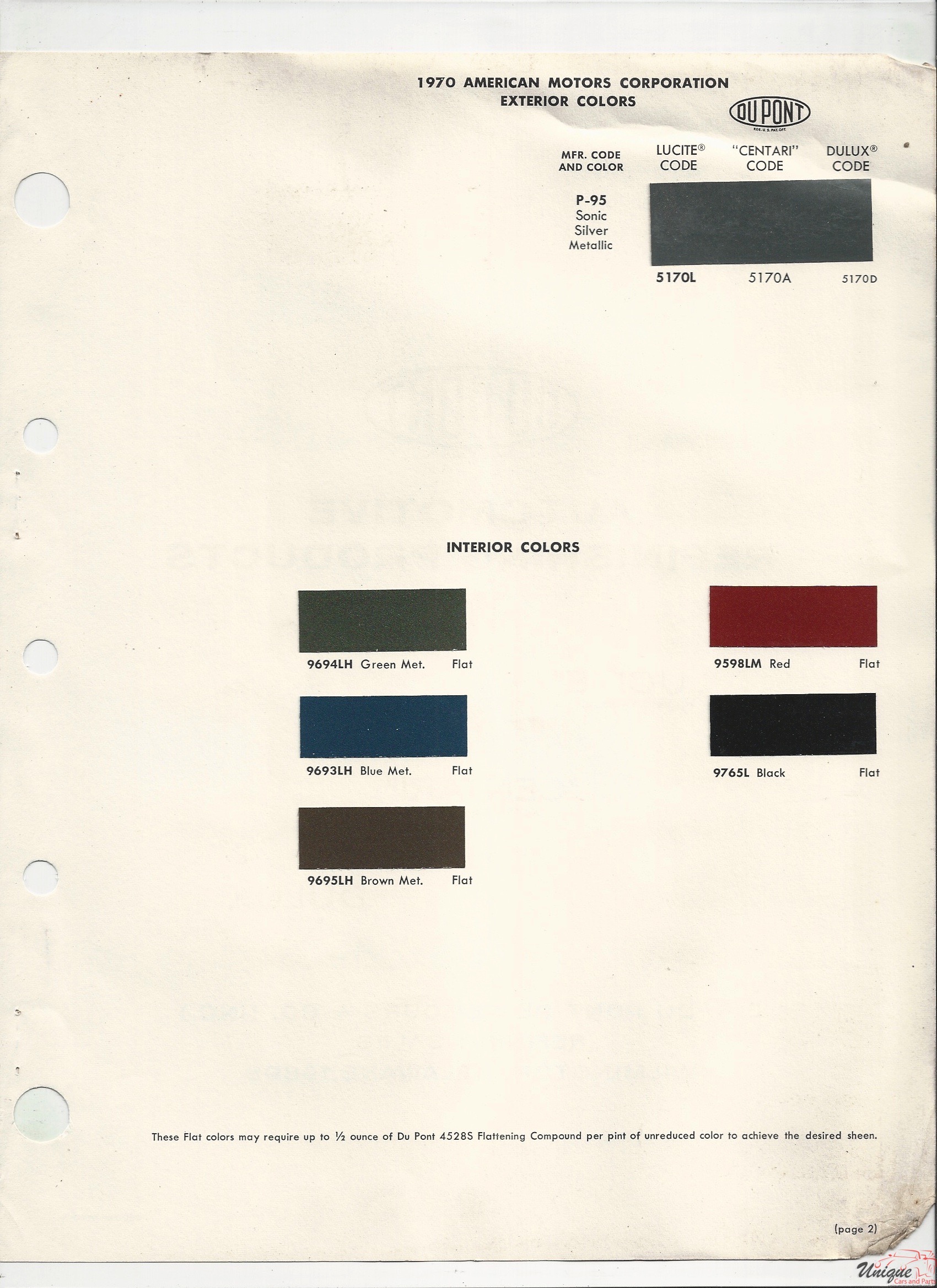 1970 AMC-1 Paint Charts